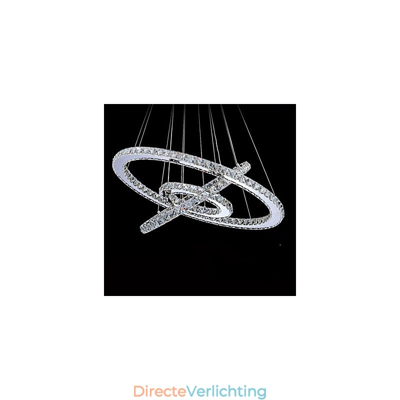 Dimbare ronde hanglamp met K9-kristal, warm en koel wit, met afstandsbediening
