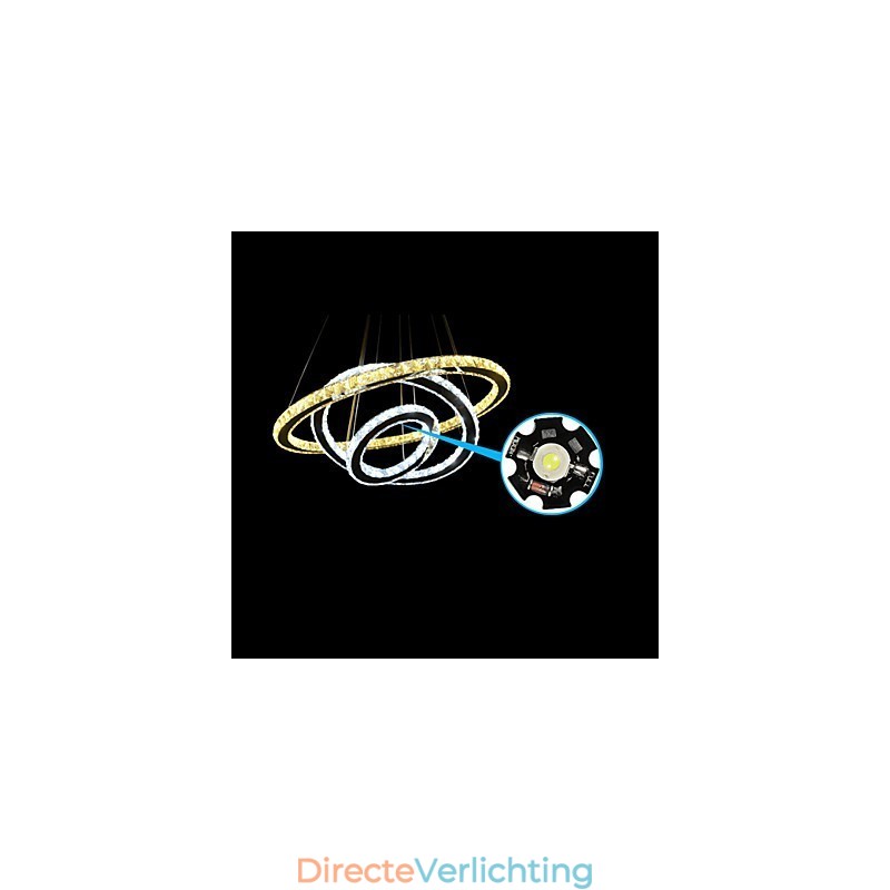 Dimbare ronde hanglamp met K9-kristal, warm en koel wit, met afstandsbediening