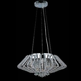 Diamantvormige roestvrijstalen kristallen hanglamp met 9 lampen