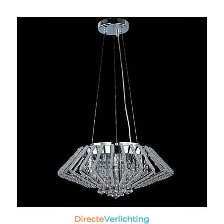 Diamantvormige roestvrijstalen kristallen hanglamp met 9 lampen Diamantvormige roestvrijstalen kristallen hanglamp met 9 lampen