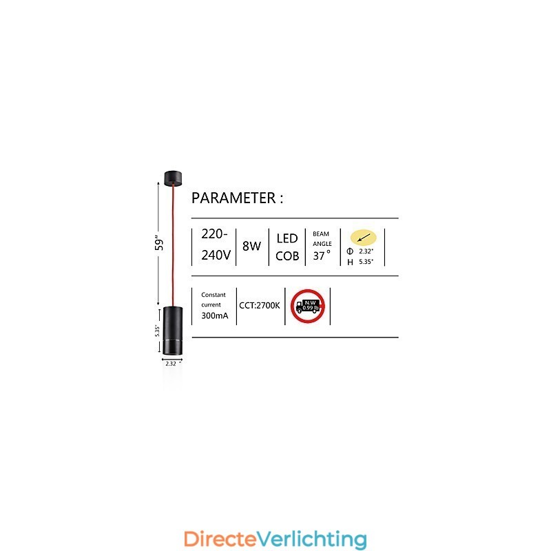 1-lichts mini hanglamp zwart geanodiseerd met aluminium