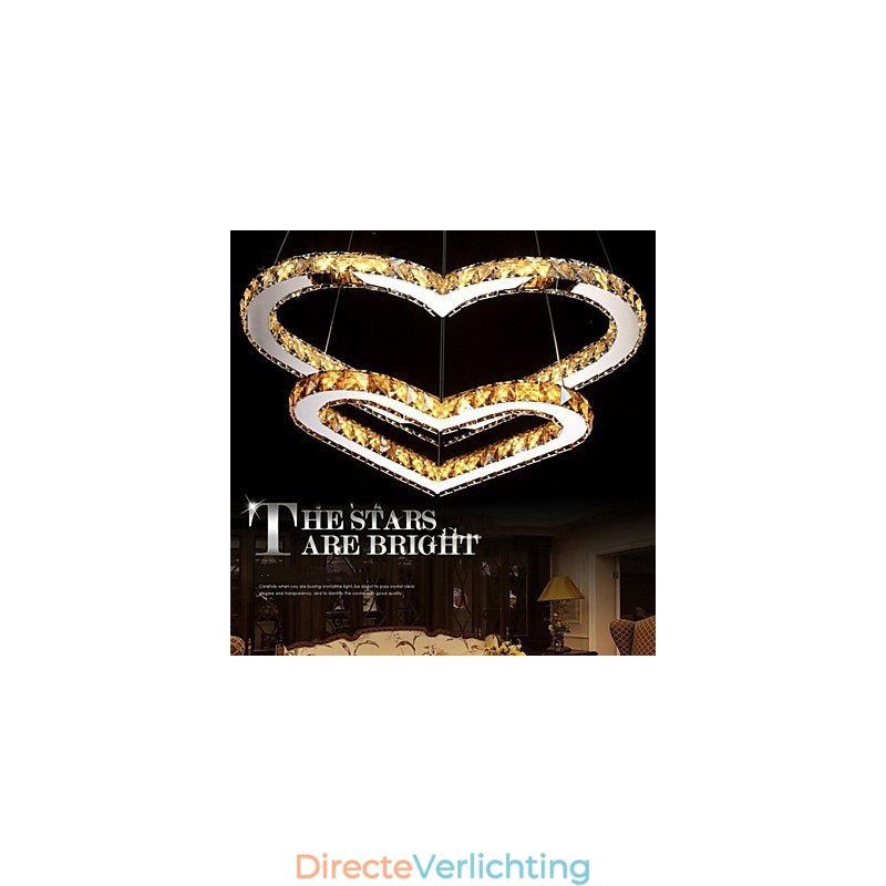 Hanglamp Kroonluchter Licht Transparant OF Amber K9 Kristal Dubbele Hartvormige Plafondlampen Verlichting
