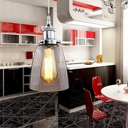 Moderne Chromen Glazen Vintage Industriële Retro Fitting Edison Hanglamp Café Porch Light