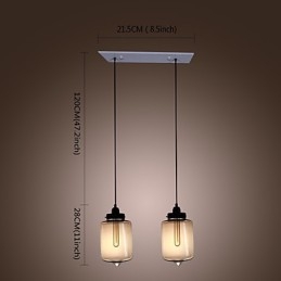 Moderne glazen hanglamp met 2 lampen in transparant flesontwerp