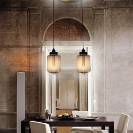 Moderne glazen hanglamp met 2 lampen in transparant flesontwerp