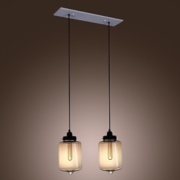 Moderne glazen hanglamp met 2 lampen in transparant flesontwerp