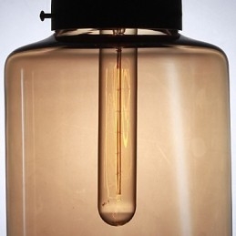 Moderne glazen hanglamp met 2 lampen in transparant flesontwerp
