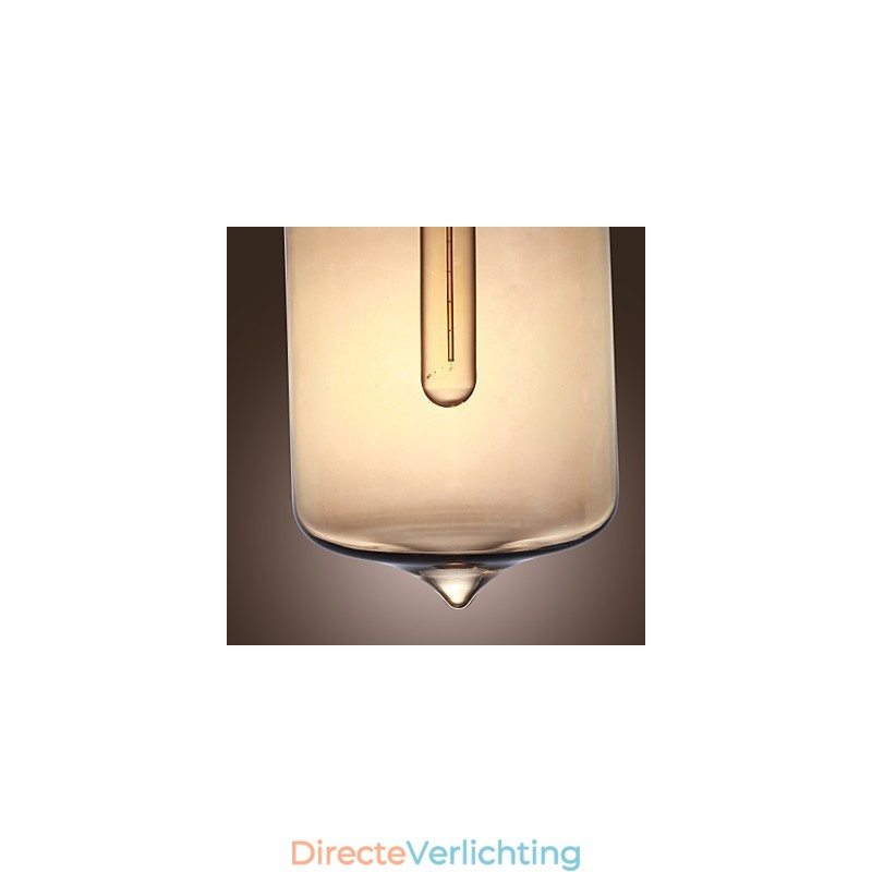 Moderne glazen hanglamp met 2 lampen in transparant flesontwerp
