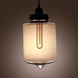 Moderne glazen hanglamp met 2 lampen in transparant flesontwerp