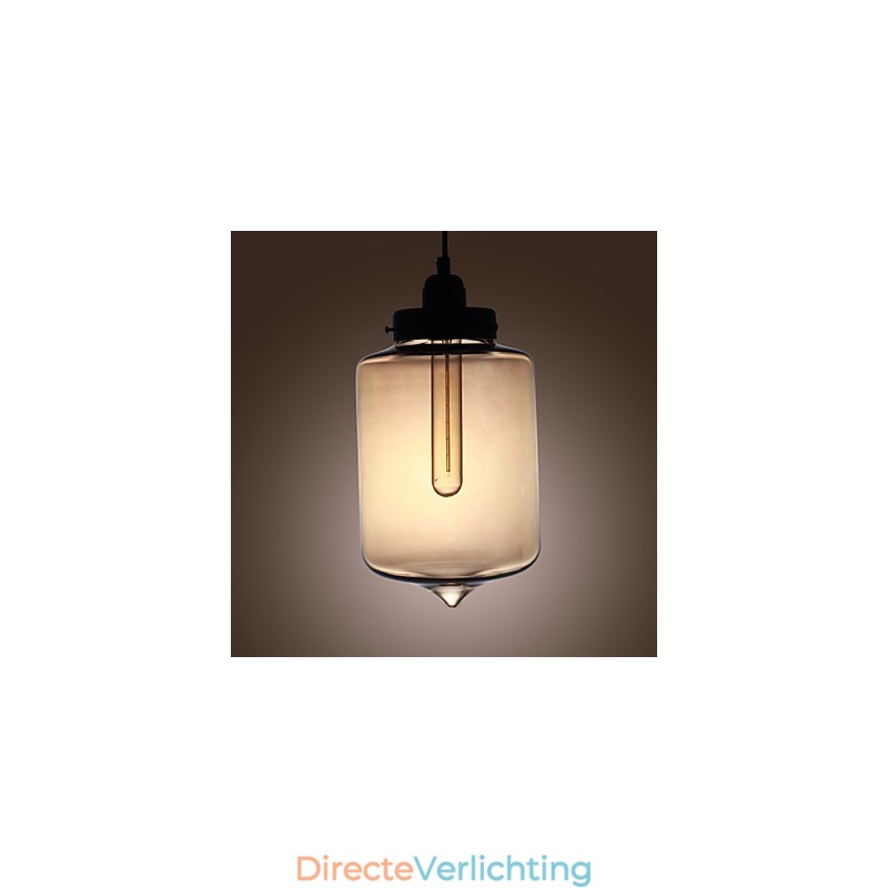 Moderne glazen hanglamp met 2 lampen in transparant flesontwerp