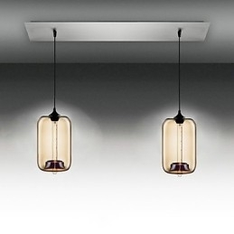 Moderne transparante glazen hanglamp met 2 lampen in bubbeldesign