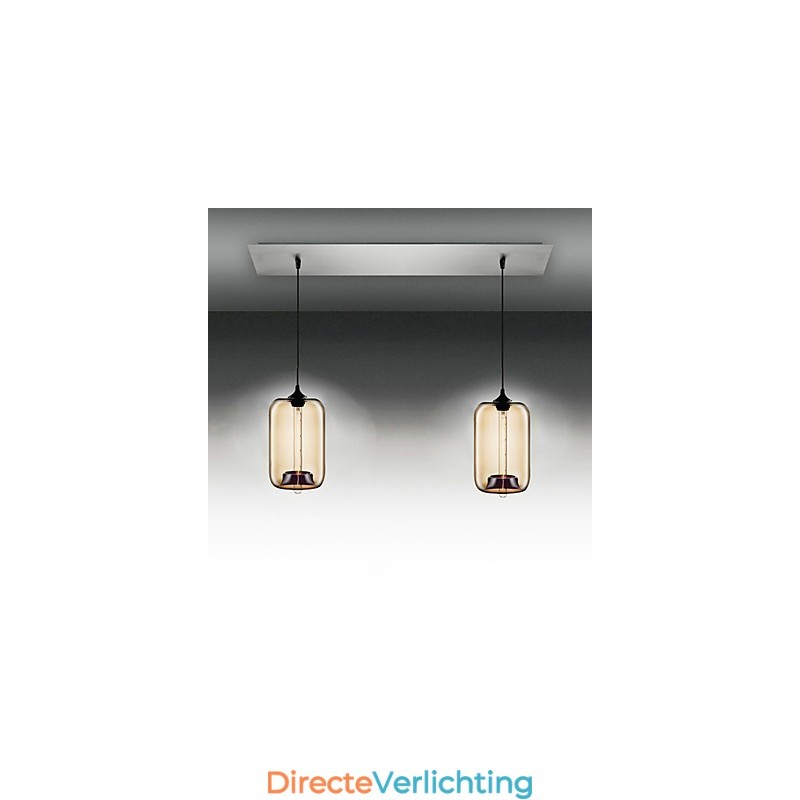 Moderne transparante glazen hanglamp met 2 lampen in bubbeldesign