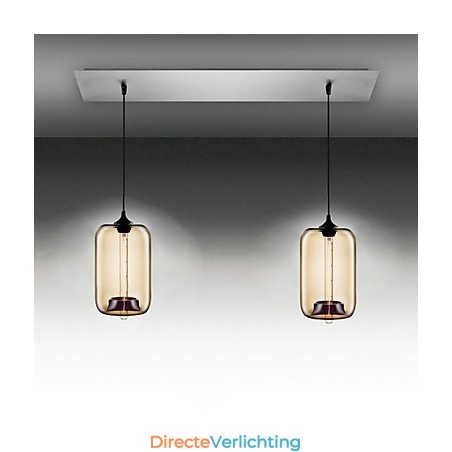 Moderne transparante glazen hanglamp met 2 lampen in bubbeldesign Moderne transparante glazen hanglamp met 2 lampen in bubbeldesign