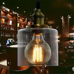 Glazen messing retro vintage industriële kunst café garage hanglamp