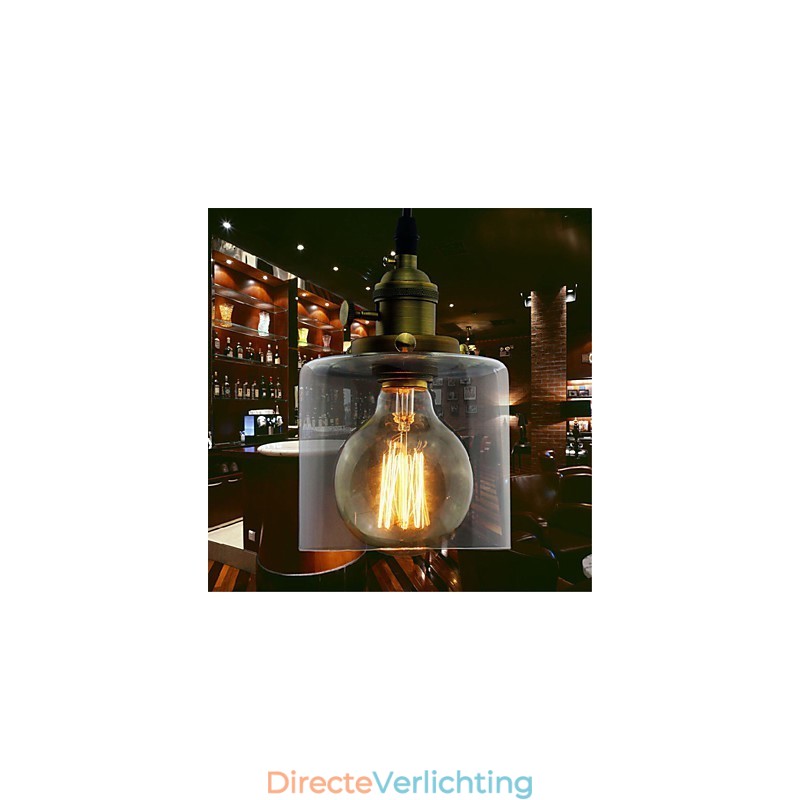 Glazen messing retro vintage industriële kunst café garage hanglamp