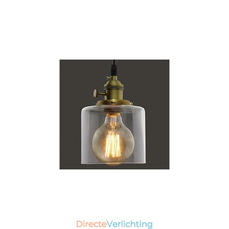 Glazen messing retro vintage industriële kunst café garage hanglamp