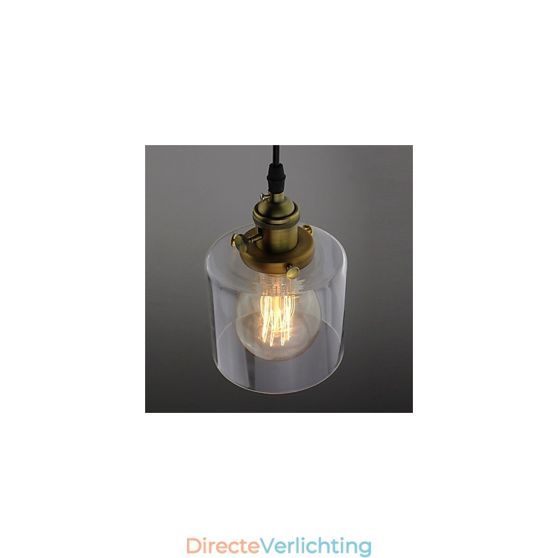Glazen messing retro vintage industriële kunst café garage hanglamp