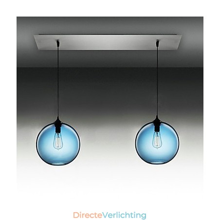 2-lichts moderne glazen hanglamp in rond blauw bubbelontwerp 2-lichts moderne glazen hanglamp in rond blauw bubbelontwerp