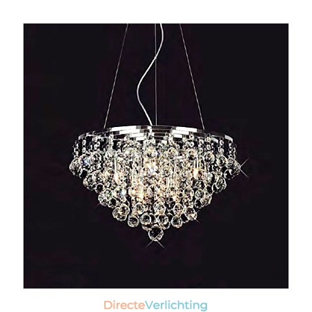 Kristallen hanglamp met 8 lampen in ronde vorm Kristallen hanglamp met 8 lampen in ronde vorm
