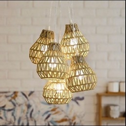 Cage Rope Creatieve RETRO Kunst 5 Hoofd Kroonluchter