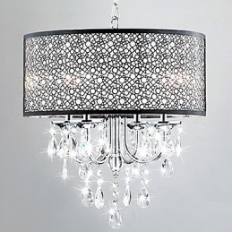 Moderne hanglamp met 4 lampen en kristallen druppels