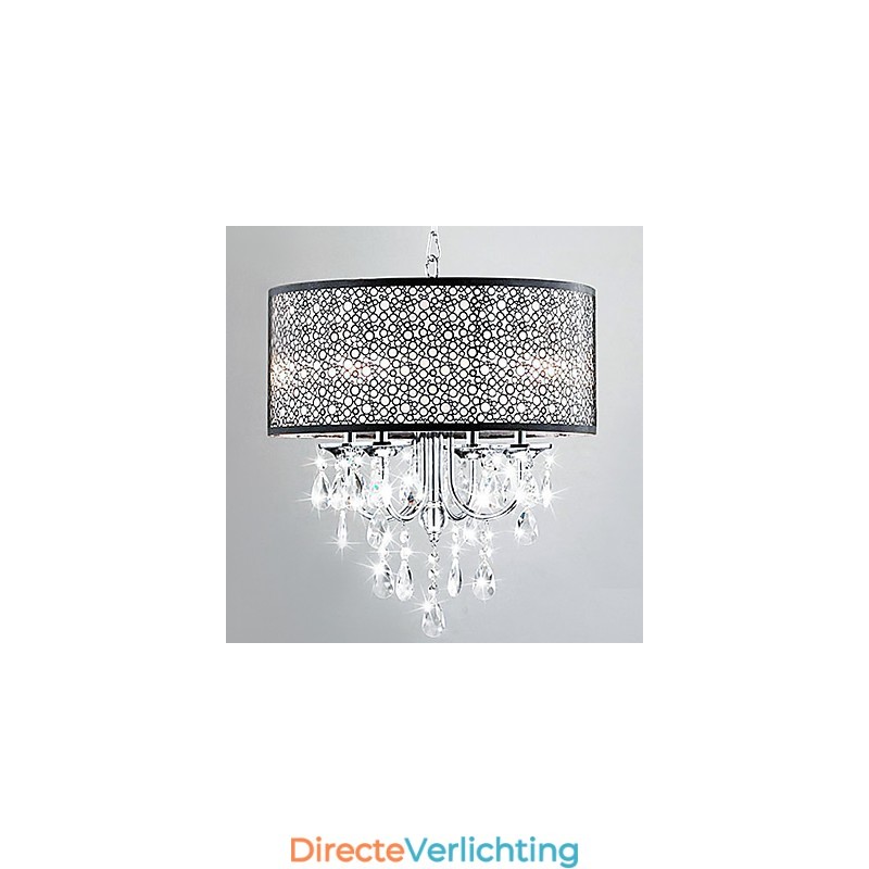 Moderne hanglamp met 4 lampen en kristallen druppels