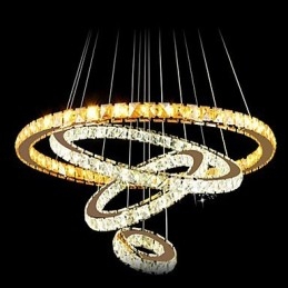 Kristallen hanglamp plafond kroonluchter K9 helder kristal rond 4 ringen grote ring (warm wit) anders (koel wit)