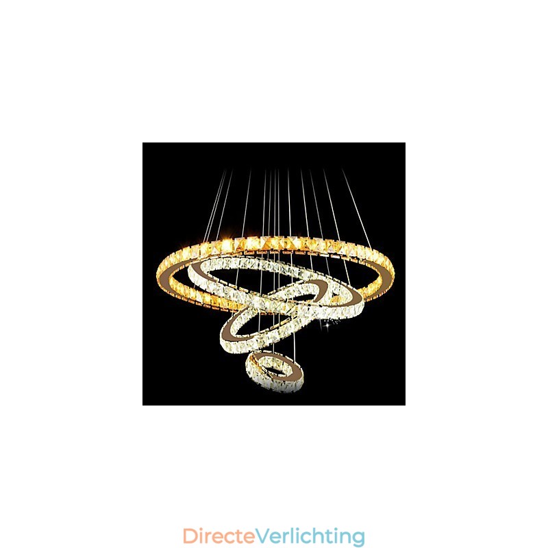 Kristallen hanglamp plafond kroonluchter K9 helder kristal rond 4 ringen grote ring (warm wit) anders (koel wit)