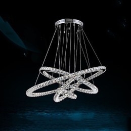 Kristallen hanglamp plafond kroonluchter K9 helder kristal rond 4 ringen grote ring (warm wit) anders (koel wit)