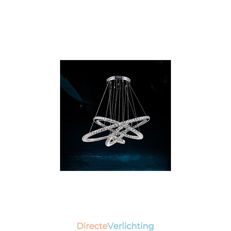 Kristallen hanglamp plafond kroonluchter K9 helder kristal rond 4 ringen grote ring (warm wit) anders (koel wit)