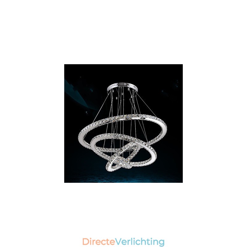 Kristallen hanglamp plafond kroonluchter K9 helder kristal rond 4 ringen grote ring (warm wit) anders (koel wit)