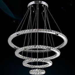 Kristallen hanglamp plafond kroonluchter K9 helder kristal rond 4 ringen grote ring (warm wit) anders (koel wit)