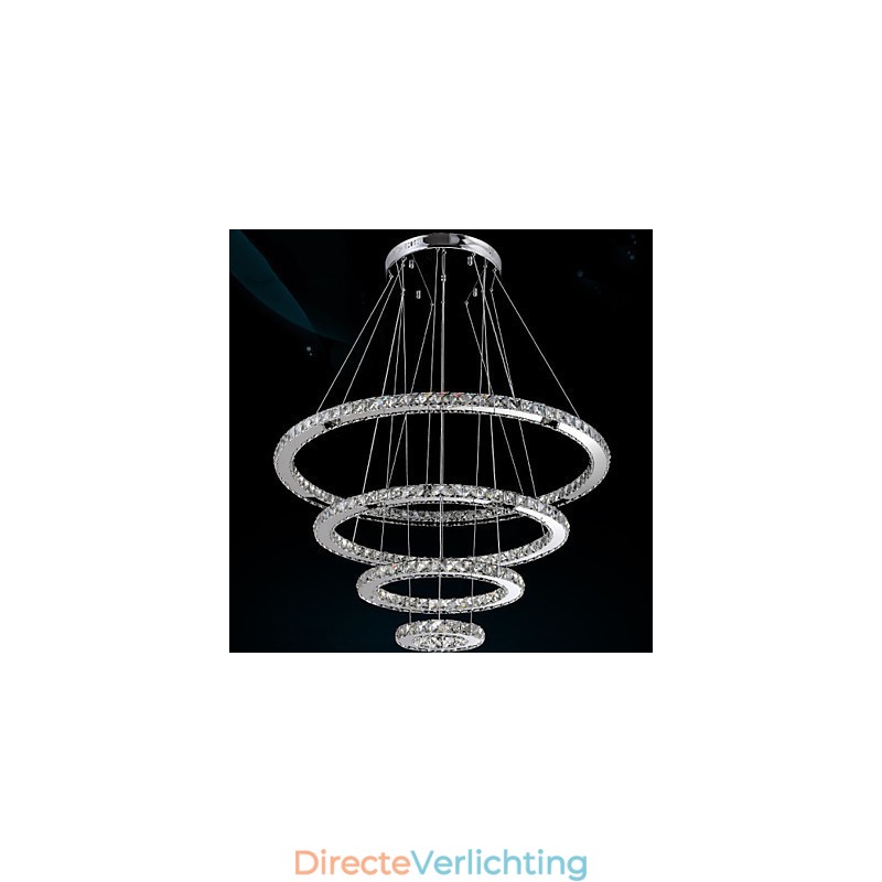 Kristallen hanglamp plafond kroonluchter K9 helder kristal rond 4 ringen grote ring (warm wit) anders (koel wit)