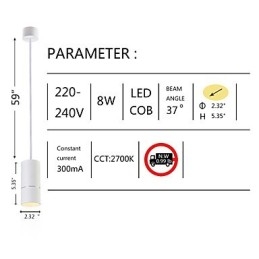 GE 05032 8W 136mm 1-lichts mini hanglamp gepoedercoat wit met aluminium