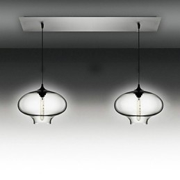 2-lichts moderne glazen hanglamp in zwart bubbeldesign