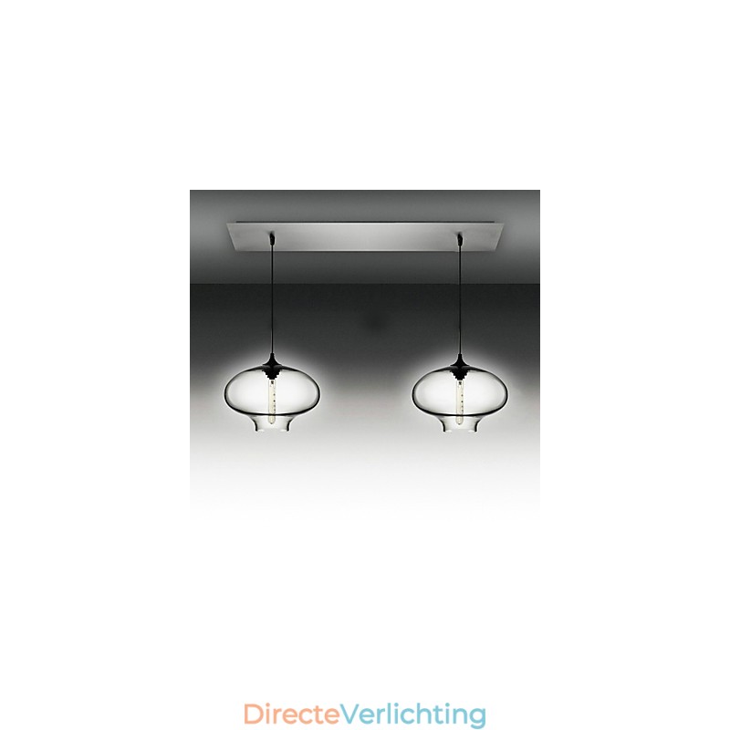 2-lichts moderne glazen hanglamp in zwart bubbeldesign