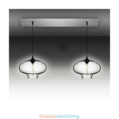 2-lichts moderne glazen hanglamp in zwart bubbeldesign 2-lichts moderne glazen hanglamp in zwart bubbeldesign