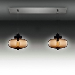 Moderne transparante glazen hanglamp met 2 lampen in bubbeldesign