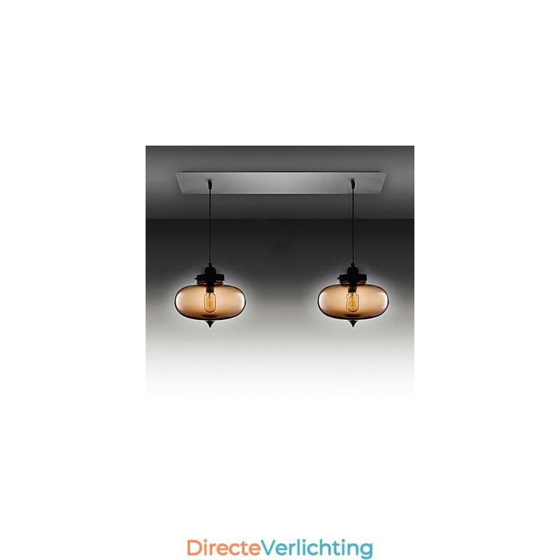 Moderne transparante glazen hanglamp met 2 lampen in bubbeldesign
