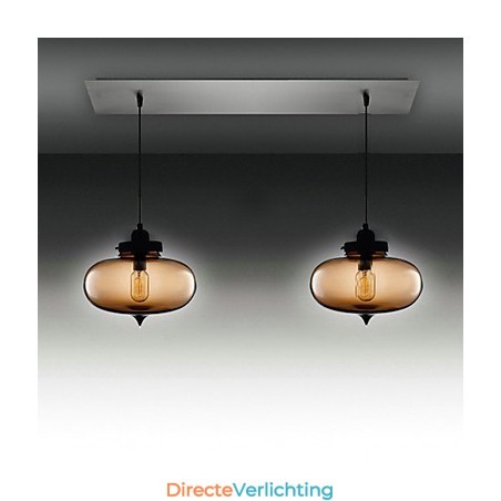 Moderne transparante glazen hanglamp met 2 lampen in bubbeldesign Moderne transparante glazen hanglamp met 2 lampen in bubbeldesign