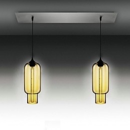 Moderne transparante glazen hanglamp met 2 lampen in bubbelontwerp, gegalvaniseerde afwerking