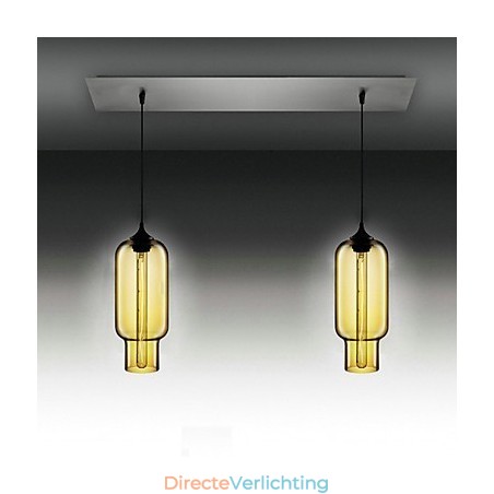 Moderne transparante glazen hanglamp met 2 lampen in bubbelontwerp, gegalvaniseerde afwerking Moderne transparante glazen hanglamp met 2 lampen in bubbelontwerp, gegalvaniseerde afwerking