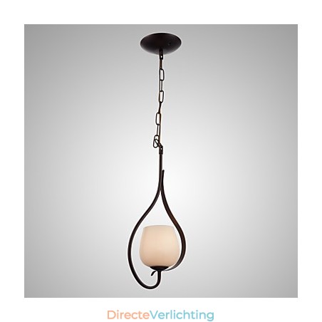 Hanglamp met ijzeren schilderij en glazen kap, klassieke verlichtingslamp met 1 kop Hanglamp met ijzeren schilderij en glazen kap, klassieke verlichtingslamp met 1 kop