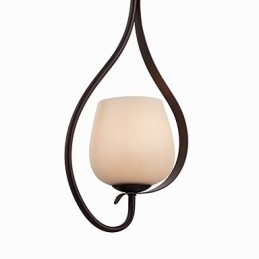 Hanglamp met ijzeren schilderij en glazen kap, klassieke verlichtingslamp met 1 kop