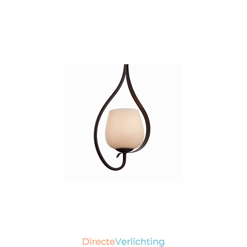 Hanglamp met ijzeren schilderij en glazen kap, klassieke verlichtingslamp met 1 kop