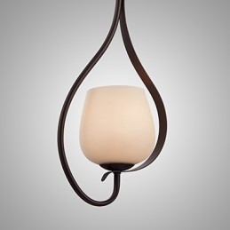 Hanglamp met ijzeren schilderij en glazen kap, klassieke verlichtingslamp met 1 kop