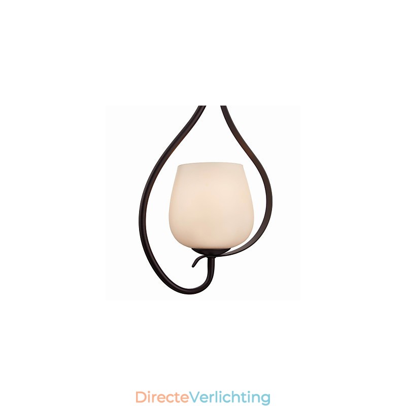 Hanglamp met ijzeren schilderij en glazen kap, klassieke verlichtingslamp met 1 kop