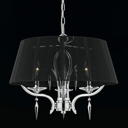 Elegante kristallen kroonluchter met 3 lampen in zwarte kap