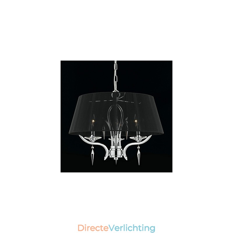 Elegante kristallen kroonluchter met 3 lampen in zwarte kap