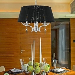 Elegante kristallen kroonluchter met 3 lampen in zwarte kap